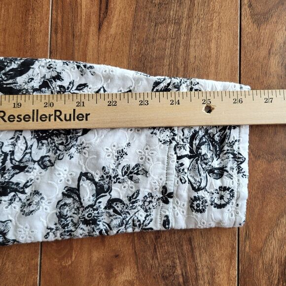 Reversible Quilted Jacket Womens Black White Floral Polka Dot Button Front Med - Picture 6 of 12